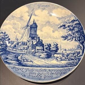 Netherlands Zomer Original delft plate Blue and White Decorative Plate